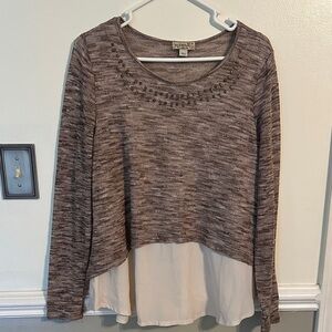 ONE WORLD Brown and Cream Layered‎ Blouse womens size medium